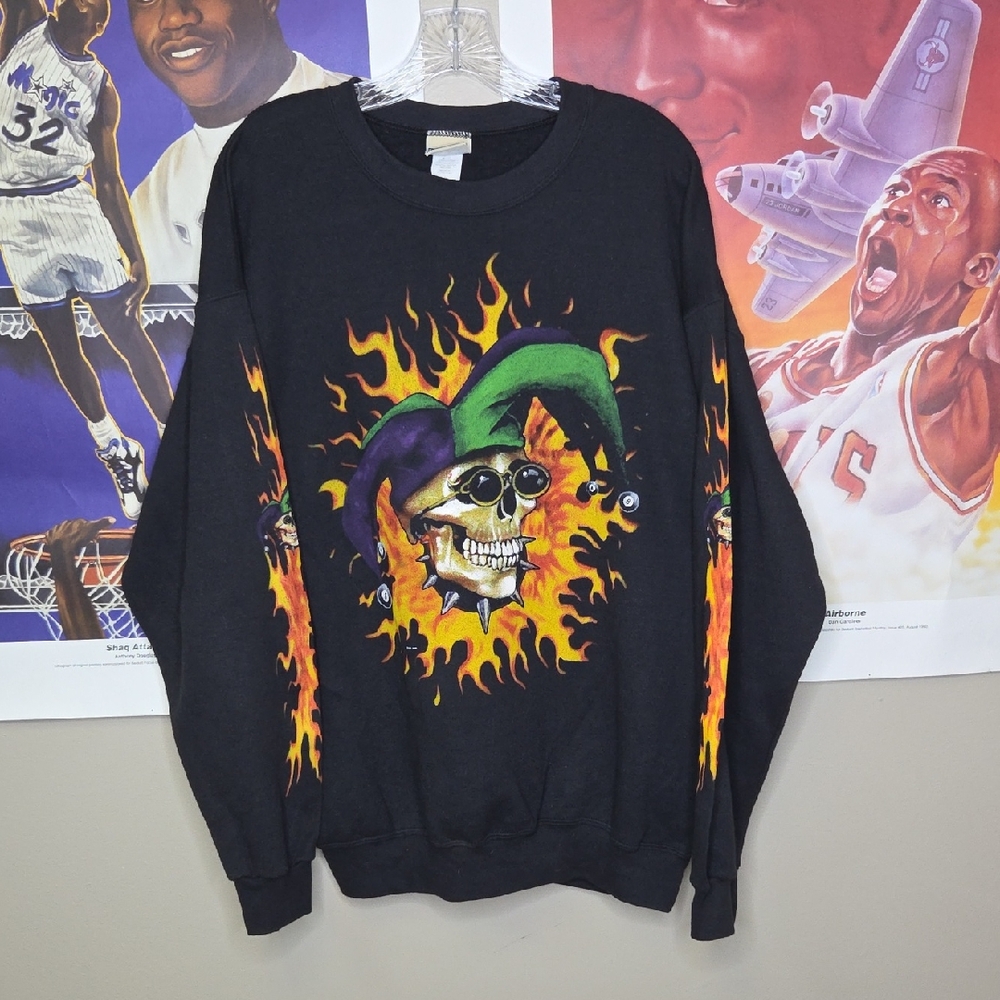 Lee Men's Black Sweater with Colorful Jester Graphic
